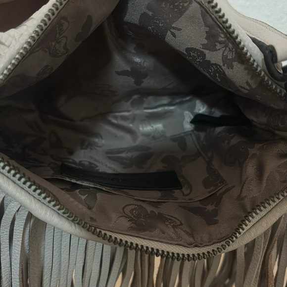 Rebecca Minkoff Fringe Leather Clutch Crossbody Bag, Beige - Picture 4 of 9